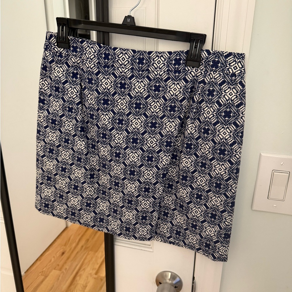 J. Crew Blue and White Mini Pencil Skirt